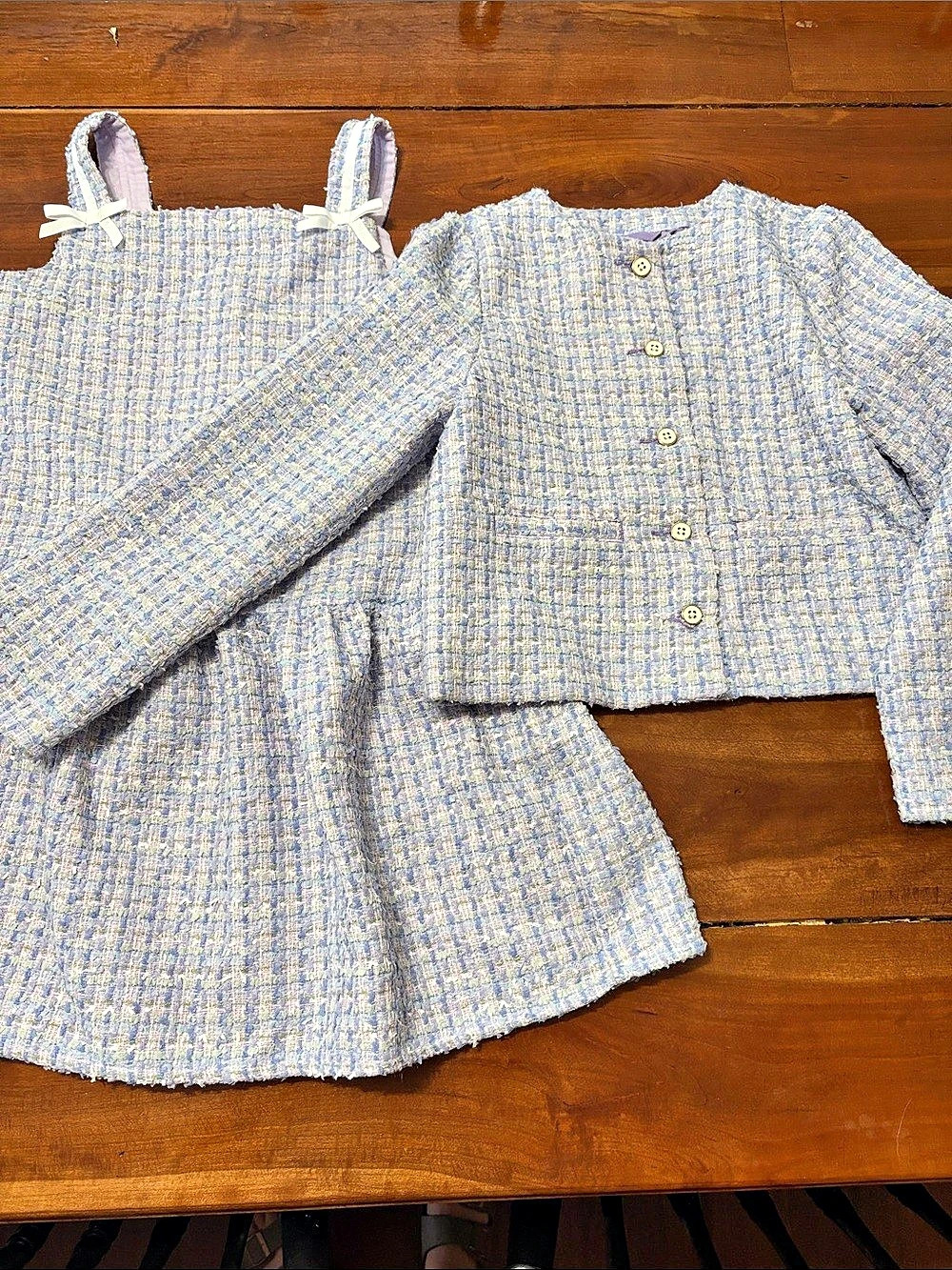 Janine and Jack Girls Textured Formal Dress Set in Blue & Purple Size 10